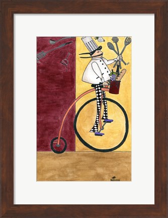 Framed French Chef Bicycle Print