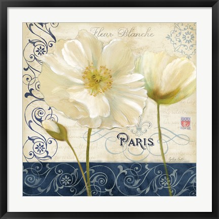 Framed Paris Poppies Blue Trim I Print