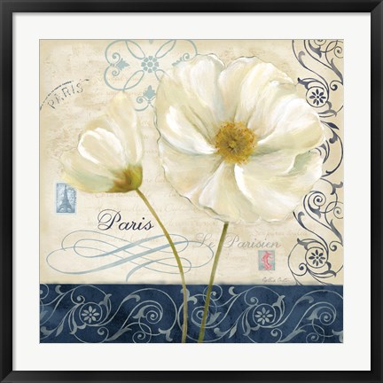 Framed Paris Poppies Blue Trim II Print