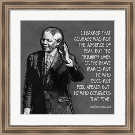 Framed He Who Conquers - Nelson Mandela Quote Print