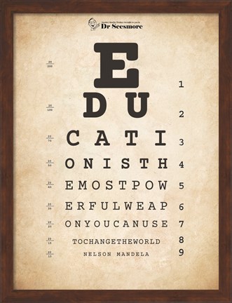 Framed Nelson Mandela Eye Chart I Print