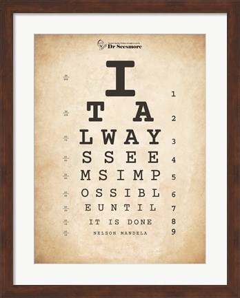 Framed Nelson Mandela Eye Chart II Print