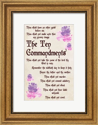 Framed Ten Commandments - Floral Print