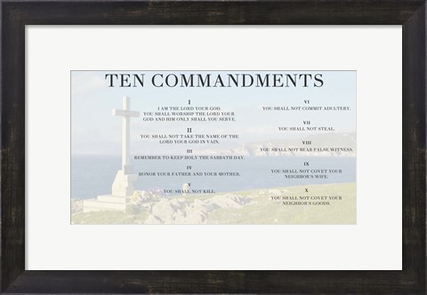 Framed Ten Commandments - Cross Print