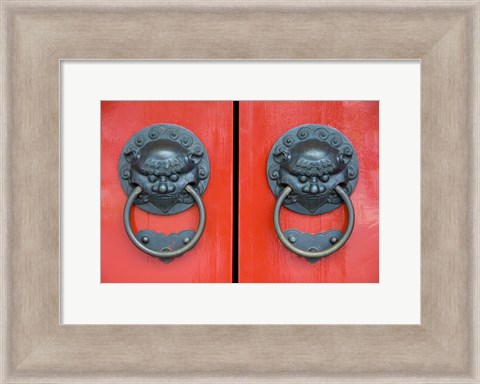 Framed Pair of Door Knockers, Buddha Tooth Relic Temple, Singapore Print