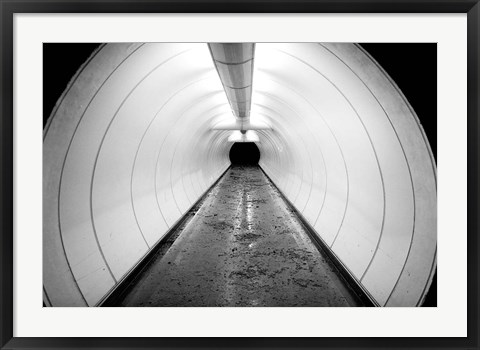 Framed Singapore, Illuminated Pedestrian Tunnel, Paths Print