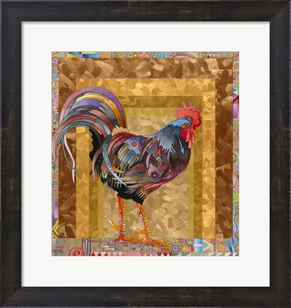 Framed Metallic Rooster Print