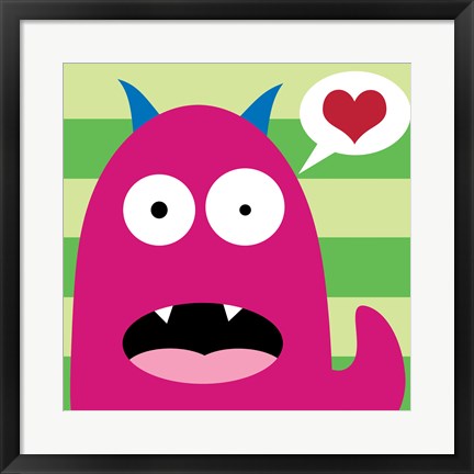 Framed Pink Monster - Stripes Print