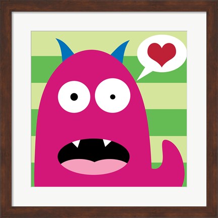 Framed Pink Monster - Stripes Print