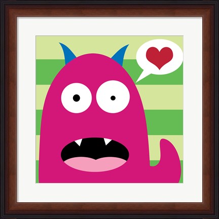 Framed Pink Monster - Stripes Print