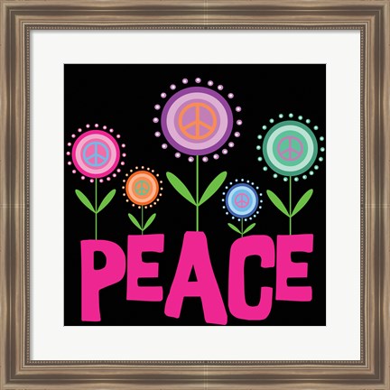 Framed Peace Flowers Print