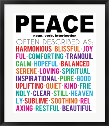 Framed Peace Definition Print