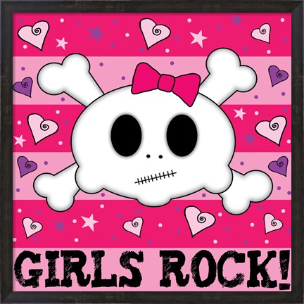 Framed Girls Rock- Skull Print