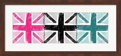 Framed Union Jack Three Square I Print