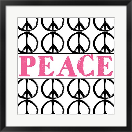 Framed Peace - Pink with Peace Signs Print