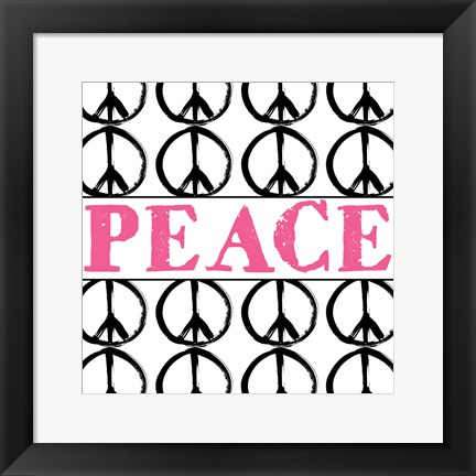 Framed Peace - Pink with Peace Signs Print