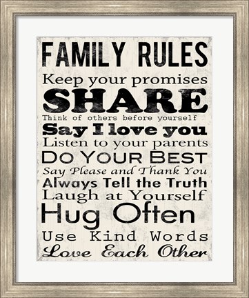 Framed Family Rules 1 Print