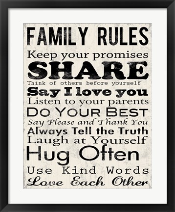 Framed Family Rules 1 Print