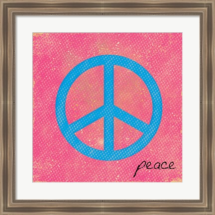 Framed Peace Blue and Pink Print