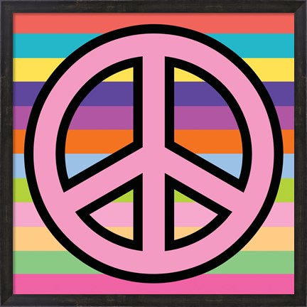 Framed Peace - Pink on Stripes Print