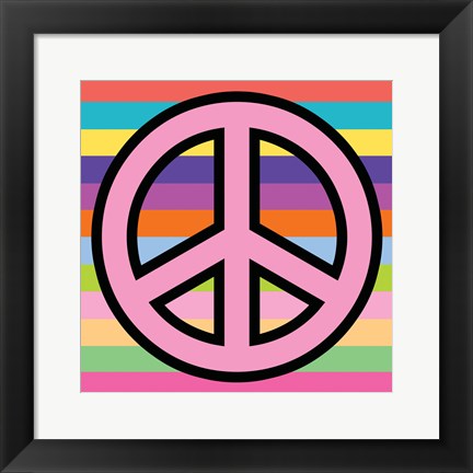 Framed Peace - Pink on Stripes Print