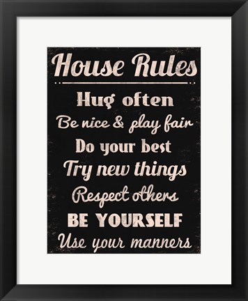 Framed House Rules 1 Print