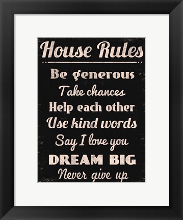 Framed House Rules 2 Print