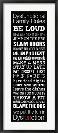 Framed Dysfunctional Family Rules 2 Print