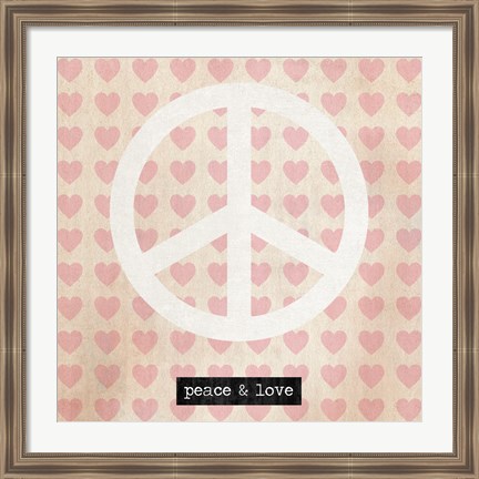 Framed Peace - Pink Hearts Print