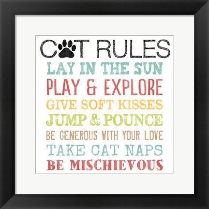 Framed Cat Rules Print