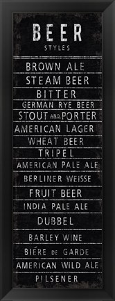 Framed Beer Styles - Blackboard Print