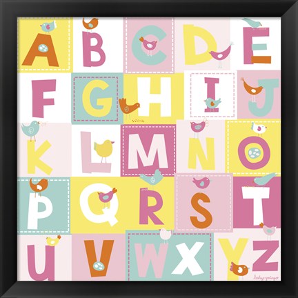 Framed Birdie Alphabet Print