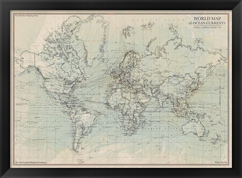 Framed Ocean Current Map I Print