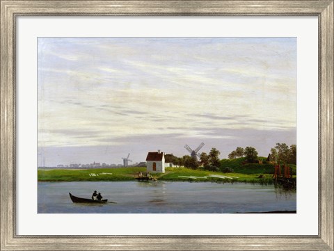 Framed Landscape with Windmills Print