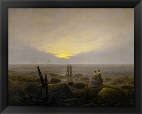 Framed Moonrise on the Seashore, 1821 Print