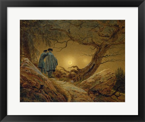 Framed Two Men Observing the Moon, 1819-1820 Print