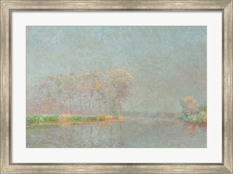 Framed Fog on the River Lys Canvas Print