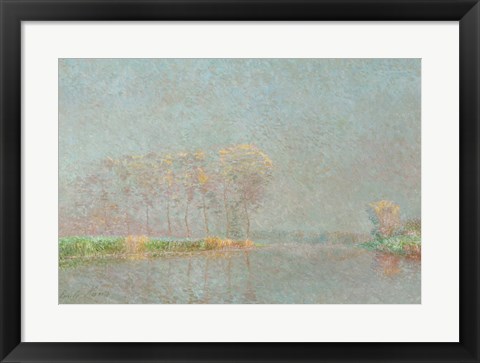 Framed Fog on the River Lys Canvas Print