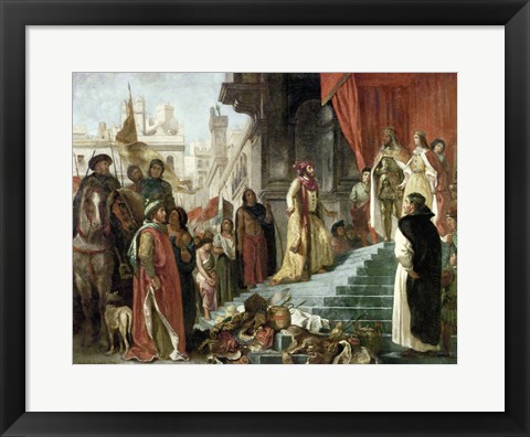 Framed Return of Columbus, Audience before King Ferdinand and Isabella of Spain, 1839 Print