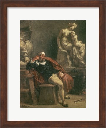 Framed Michelangelo in His Studio, c 1850 Print