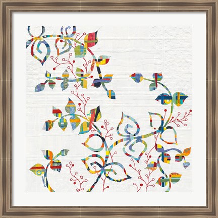 Framed Rainbow Vines with Berries Print