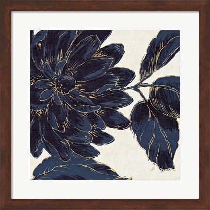 Framed Indigo Garden I Print