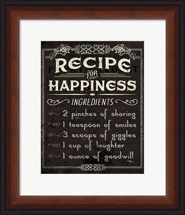 Framed Life Recipes IV Print