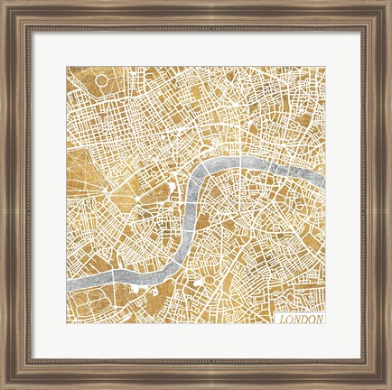 Framed Gilded London Map Print