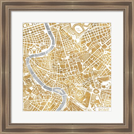 Framed Gilded Rome Map Print