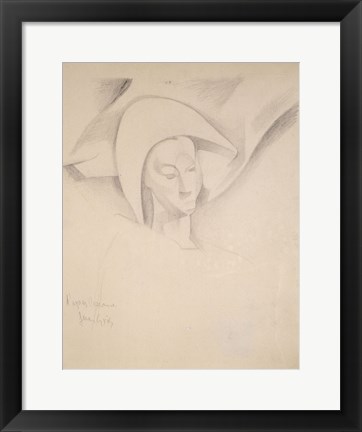 Framed After Cezanne, Head of a Harlequin, 1916 Print