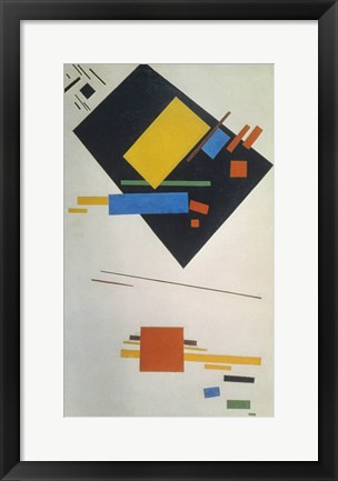 Framed Suprematist painting (with black trapezium and red square), 1915 Print