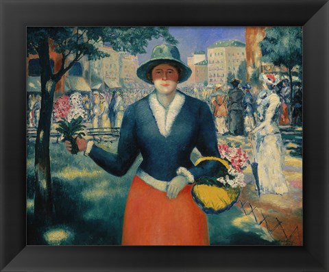 Framed flower Seller, Late 1920s Print