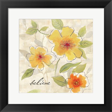 Framed Bright Yellow Garden Trio II Print