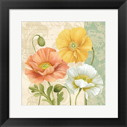 Framed Pastel Poppies Multi II Print